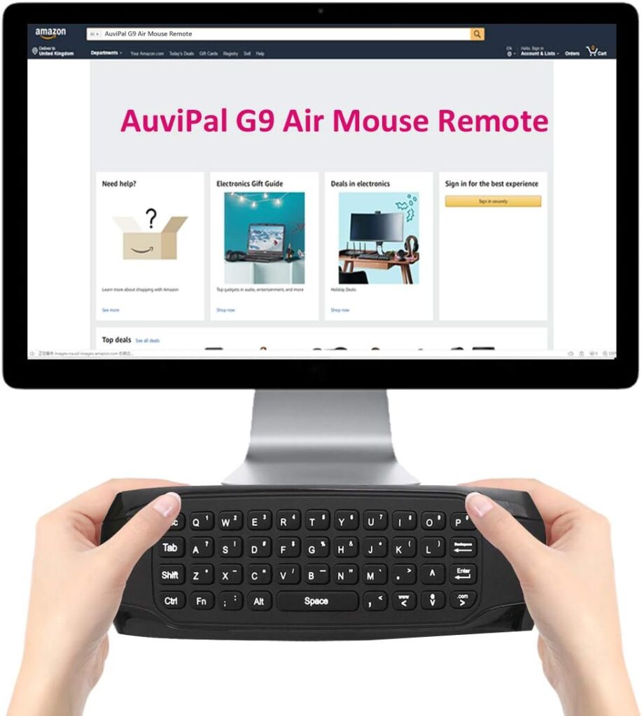 AuviPal G9 Backlit 2.4GHz Wireless Air Mouse Remote with QWERTY Keyboard, 5 Programmable Keys and Build-in Rechargeable Battery for NVIDIA Shield, Android TV Box, Kodi, PC, Raspberry Pi, PS4 and More