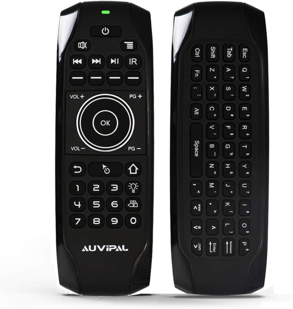 AuviPal G9 Backlit 2.4GHz Wireless Air Mouse Remote with QWERTY Keyboard, 5 Programmable Keys and Build-in Rechargeable Battery for NVIDIA Shield, Android TV Box, Kodi, PC, Raspberry Pi, PS4 and More