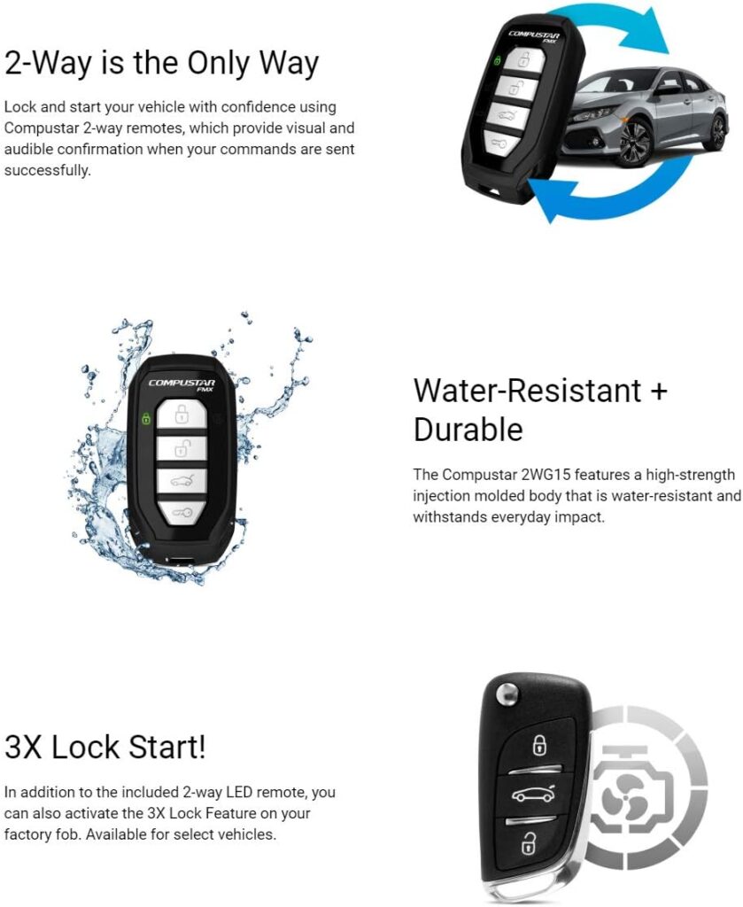 Compustar CSX4900-S 4-Button 2-Way, 3000 Remote Start System w/Drone X1LTE