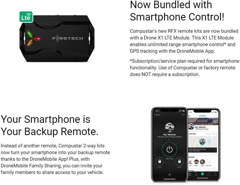 Compustar CSX4900-S 4-Button 2-Way, 3000 Remote Start System w/Drone X1LTE