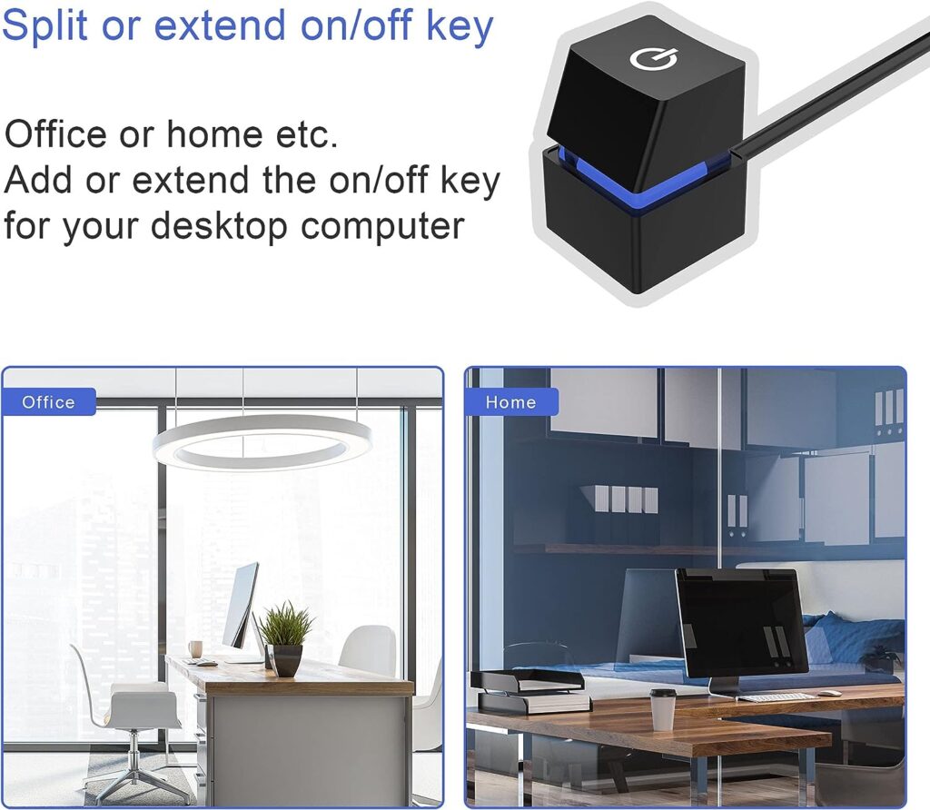 Desktop Computer Power Switch,LITROK External Remote Start PC Motherboard Power On Off Switch Button Extension Cable