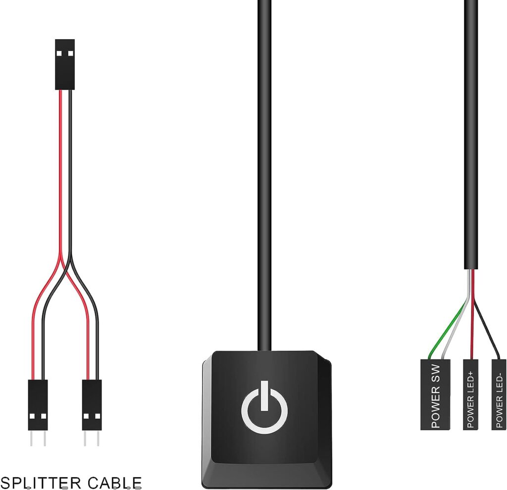 Desktop Computer Power Switch,LITROK External Remote Start PC Motherboard Power On Off Switch Button Extension Cable