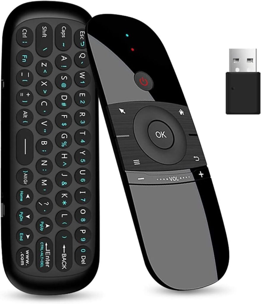 Meentek W1 Universal TV Remote Air Mouse, Wireless Keyboard Fly Mouse 2.4GHz Connection Air Remote Keyboard Mouse for Nvidia Shield/Android TV Box/PC/Smart TV/Projector/HTPC/All-in-one PC/TV..