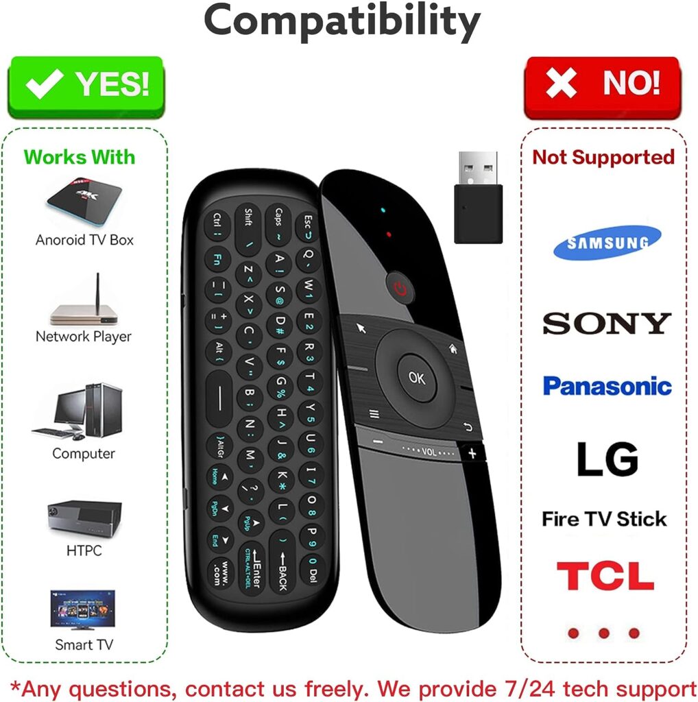 WeChip W1 Remote 2.4G Wireless Keyboard Multifunctional Remote Control for Nvidia Shield/Android TV Box/PC/Projector/HTPC/All-in-one PC