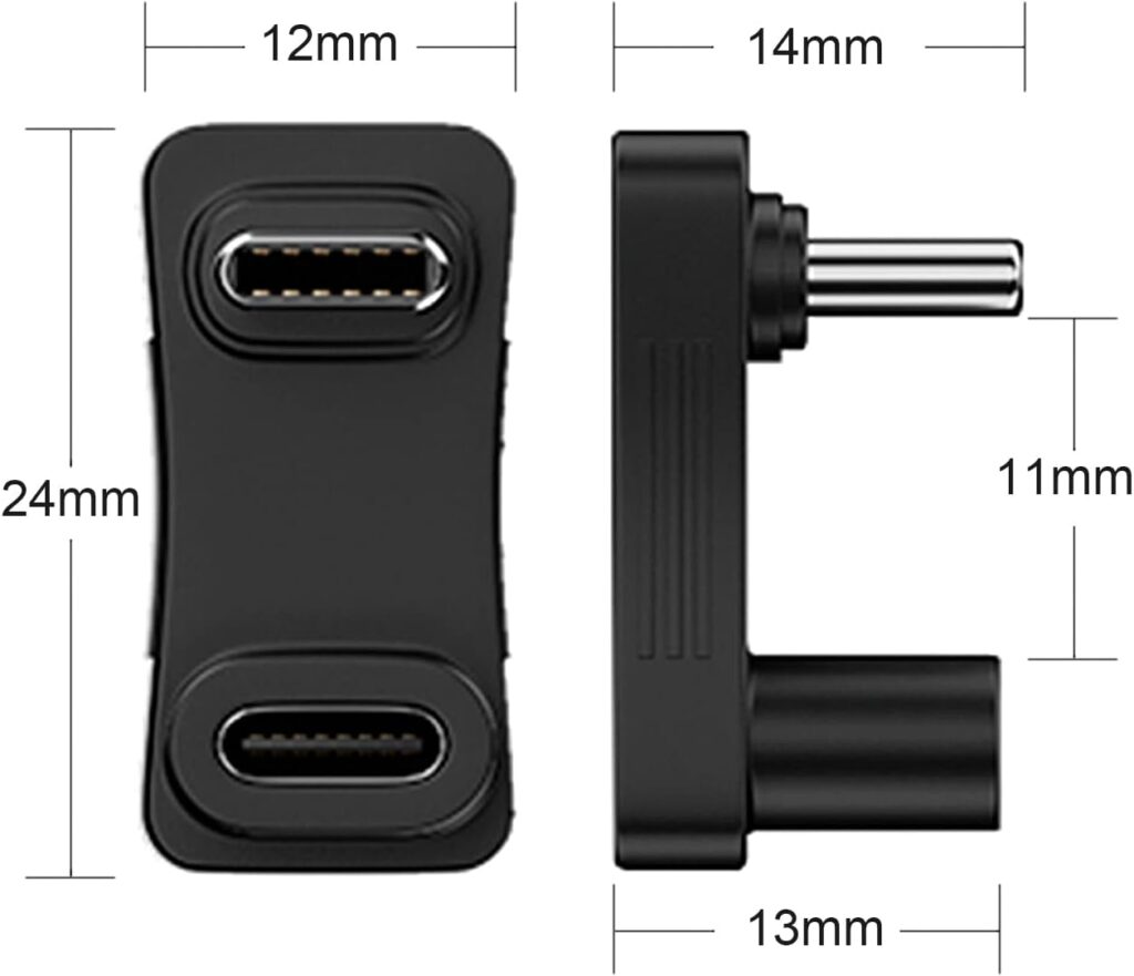 AreMe 180 Degree Angle USB C Adapter 2 Pack, 180° U Shape Male to Female 10Gbps PD 100W Adapter Compatible with Steam Deck, Switch, Laptop, Tablet, Phone and More Type C Devices