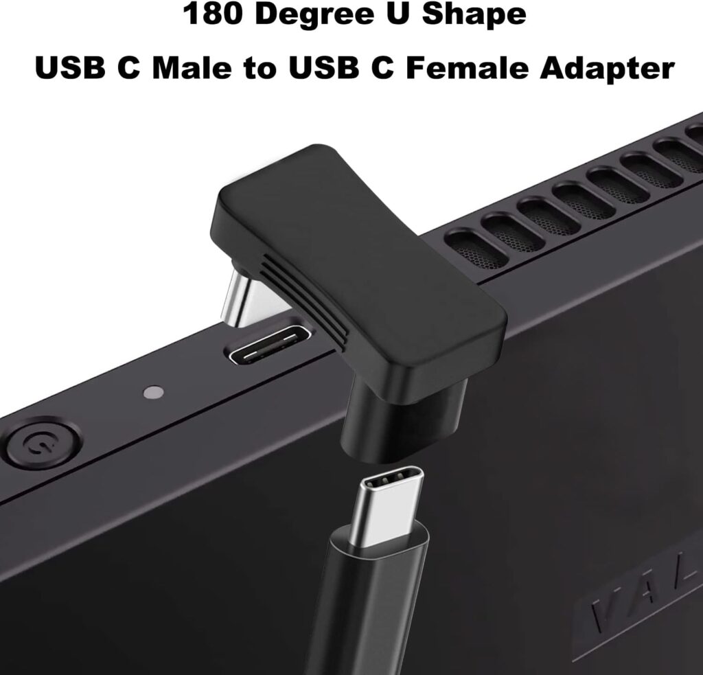 AreMe 180 Degree Angle USB C Adapter 2 Pack, 180° U Shape Male to Female 10Gbps PD 100W Adapter Compatible with Steam Deck, Switch, Laptop, Tablet, Phone and More Type C Devices