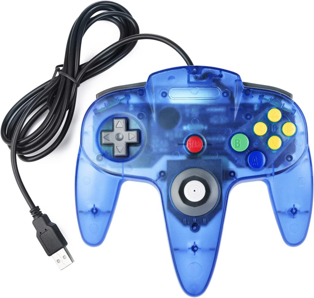 Classic USB Controller for N64 Gaming, miadore USB Retro N64 Gamepad Joystick Joypad for Windows PC MAC Linux Raspberry Pi 3 (Clear Blue) [Windows]