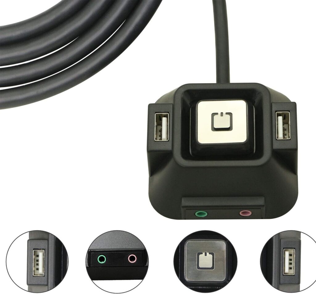 Desktop Computer Case Switch,Reset HDD Button Switch with Dual USB Ports,Power Button,Audio Ports for Desktop PC Case