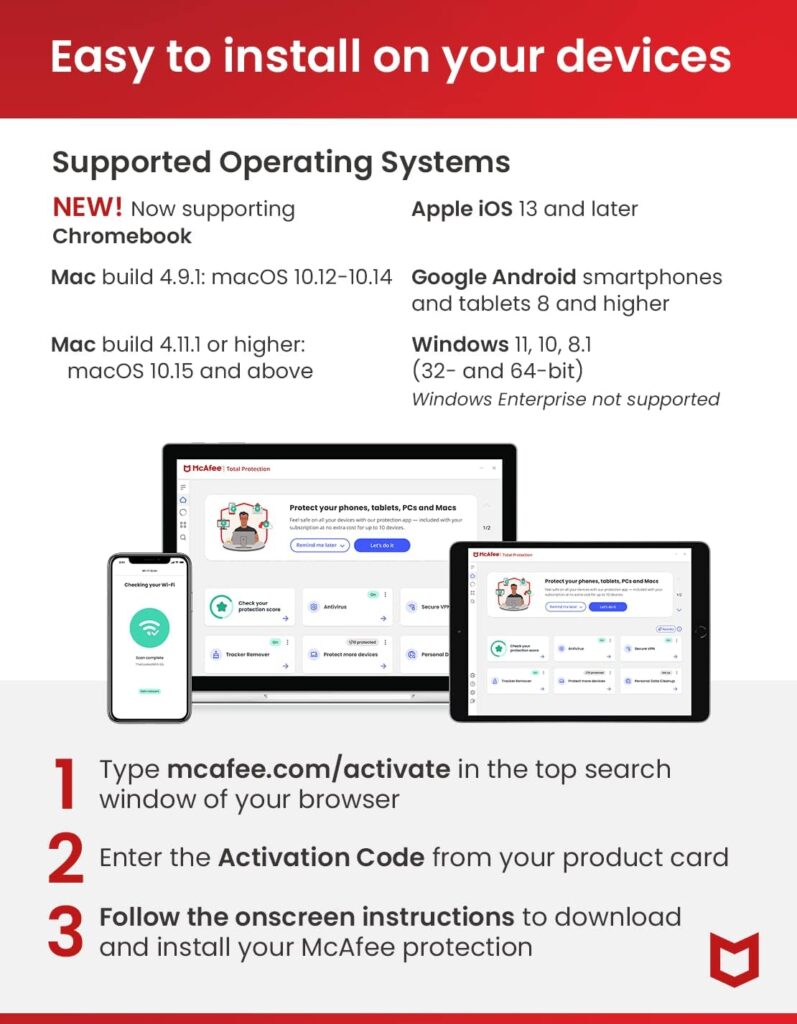 McAfee Total Protection 2023 | 5 Device | Cybersecurity Software Includes Antivirus, Secure VPN, Password Manager, Dark Web Monitoring | Amazon Exclusive | Key Card