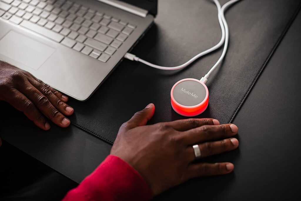 MuteMe - Illuminated Physical Mute Button for Zoom, Teams, WebEx  More (As Seen on Shark Tank)! Mac/PC Compatible. USB Cord  Adapter Included. Free Software Download Required.