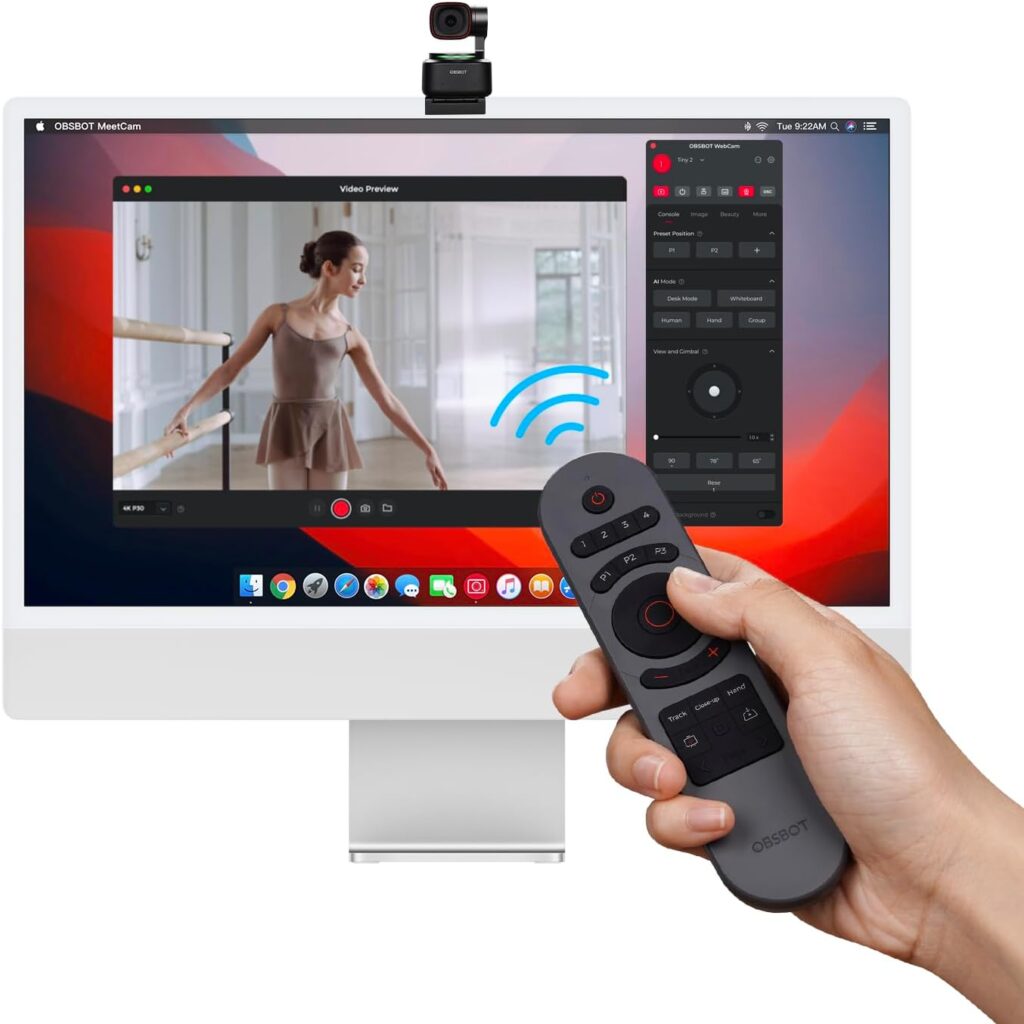 OBSBOT Tiny 2 Remote Control, Smart Remote for Tiny 2/Tiny 4K/1080P Webcam, Wireless Connection via USB Receiver, Combination of Remote Control and Presentation Clicker