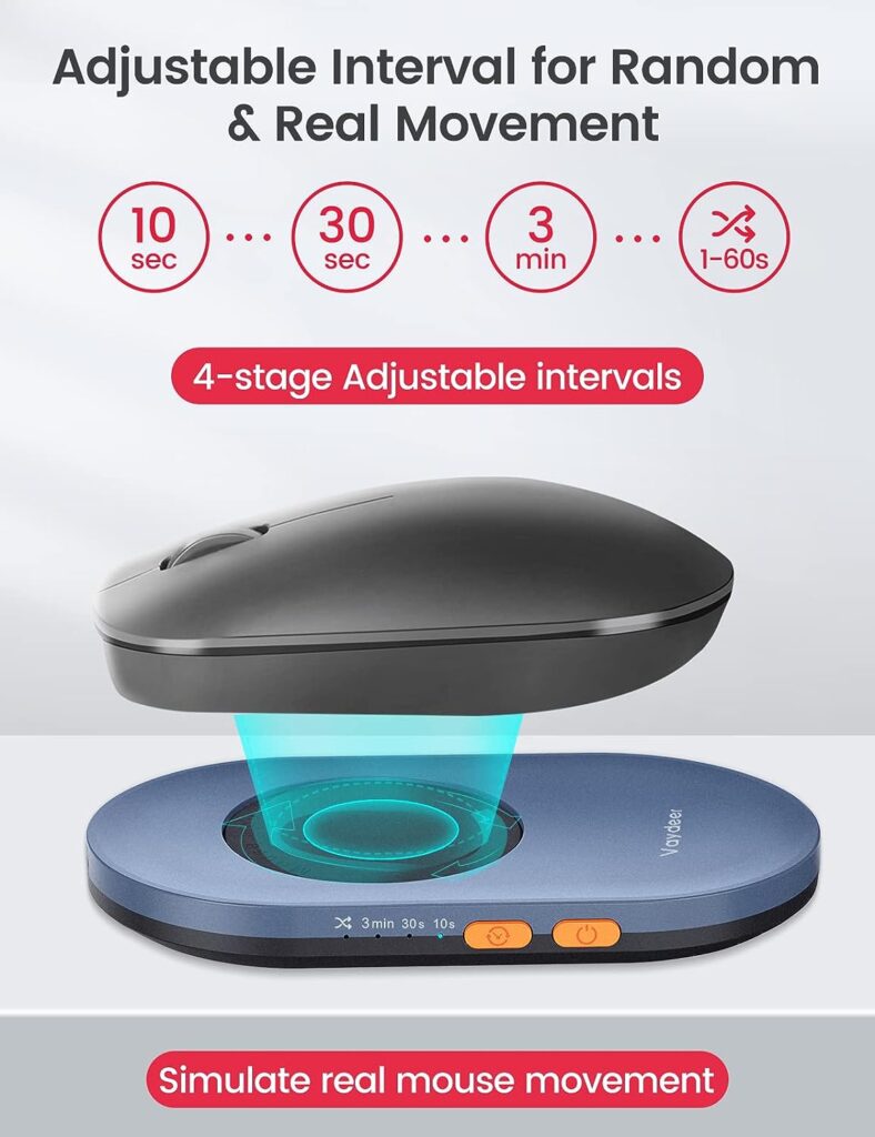 Vaydeer Ultra Slim Mouse Mover with Adjustable Interval Timer, Undetectable  Noiseless Mouse Jiggler Simulates Realistic Mouse Movement, Driver-Free Mouse Shaker for Keeping the PC Active and Secure.