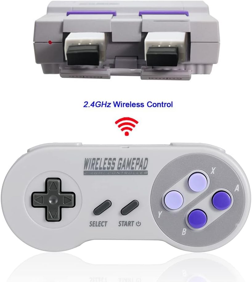 Wireless Controller for Mini SNES (Classic Edition）/Mini NES, Not Worked with Copied Console . Gamepad with USB Wireless Receiver Compatible with Switch, Windows,iOS,Liunx,Android Device (2 Packs)