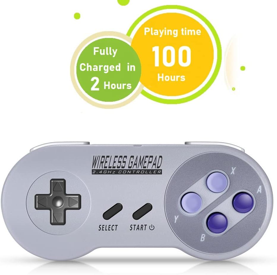 Wireless Controller for Mini SNES (Classic Edition）/Mini NES, Not Worked with Copied Console . Gamepad with USB Wireless Receiver Compatible with Switch, Windows,iOS,Liunx,Android Device (2 Packs)