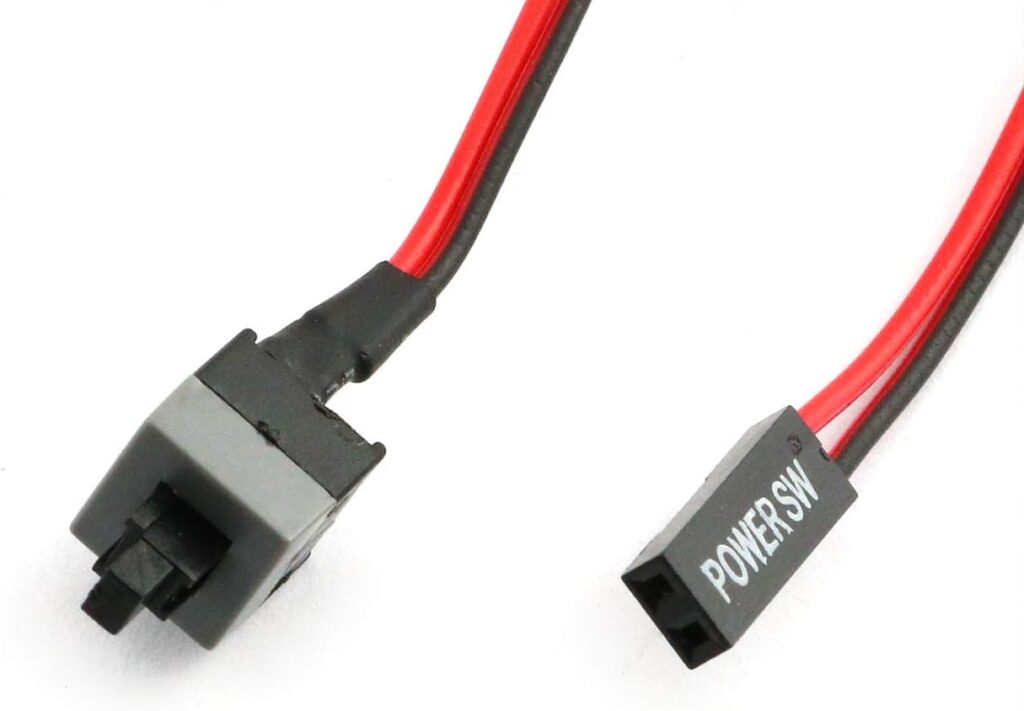 ZYAMY 2PCS 2-Pin PC Power Cable Reset Switch ATX Computer Case Internal Power Cable On / Off Cord Red+Black