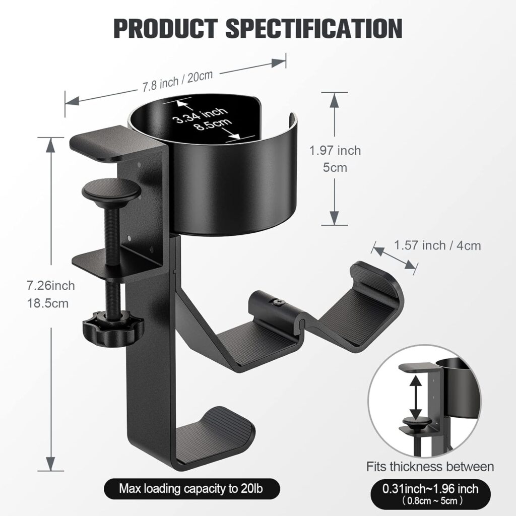 TOCiTAA 2023 New Controller Holder with Headphone Hanger, 3 in 1 Desk Cup Holder with Headphone Stand, Controller Stand Gaming Accessories, Game Controller Stand Holder for Xbox, PS4, PS5, PC, Switch