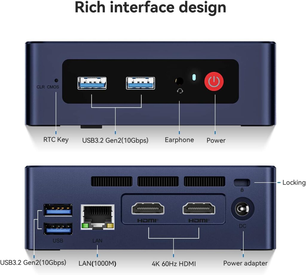 Beelink Mini PC,12th Intel Alder Lake-N100 up to 3.4 GHz, 16GB DDR4/500GB PCIE M.2 SSD, Mini Desktop Computer Support 4K@60Hz Dual HDMI, USB3.2, WiFi 6 BT 5.2, Gigabit Ethernet