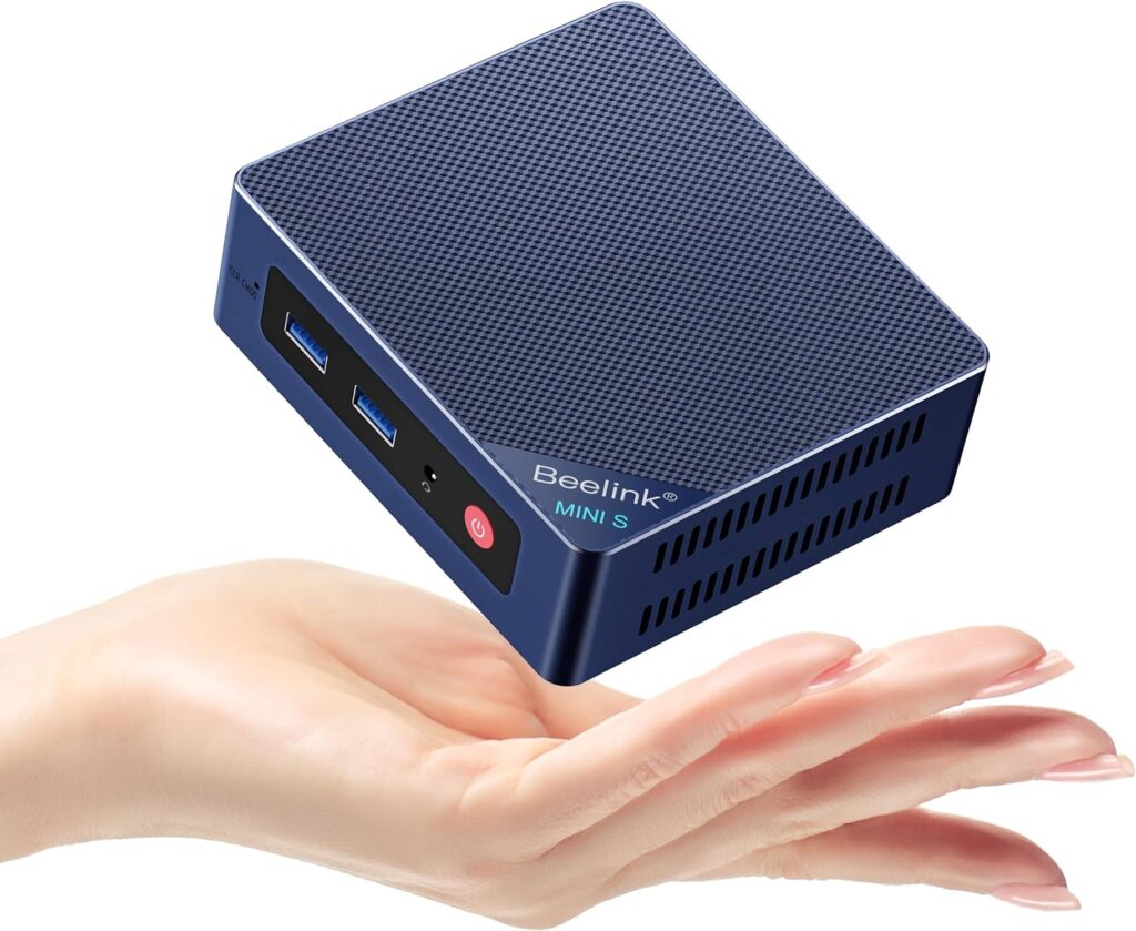 Beelink Mini PC,12th Intel Alder Lake-N100 up to 3.4 GHz, 16GB DDR4/500GB PCIE M.2 SSD, Mini Desktop Computer Support 4K@60Hz Dual HDMI, USB3.2, WiFi 6 BT 5.2, Gigabit Ethernet